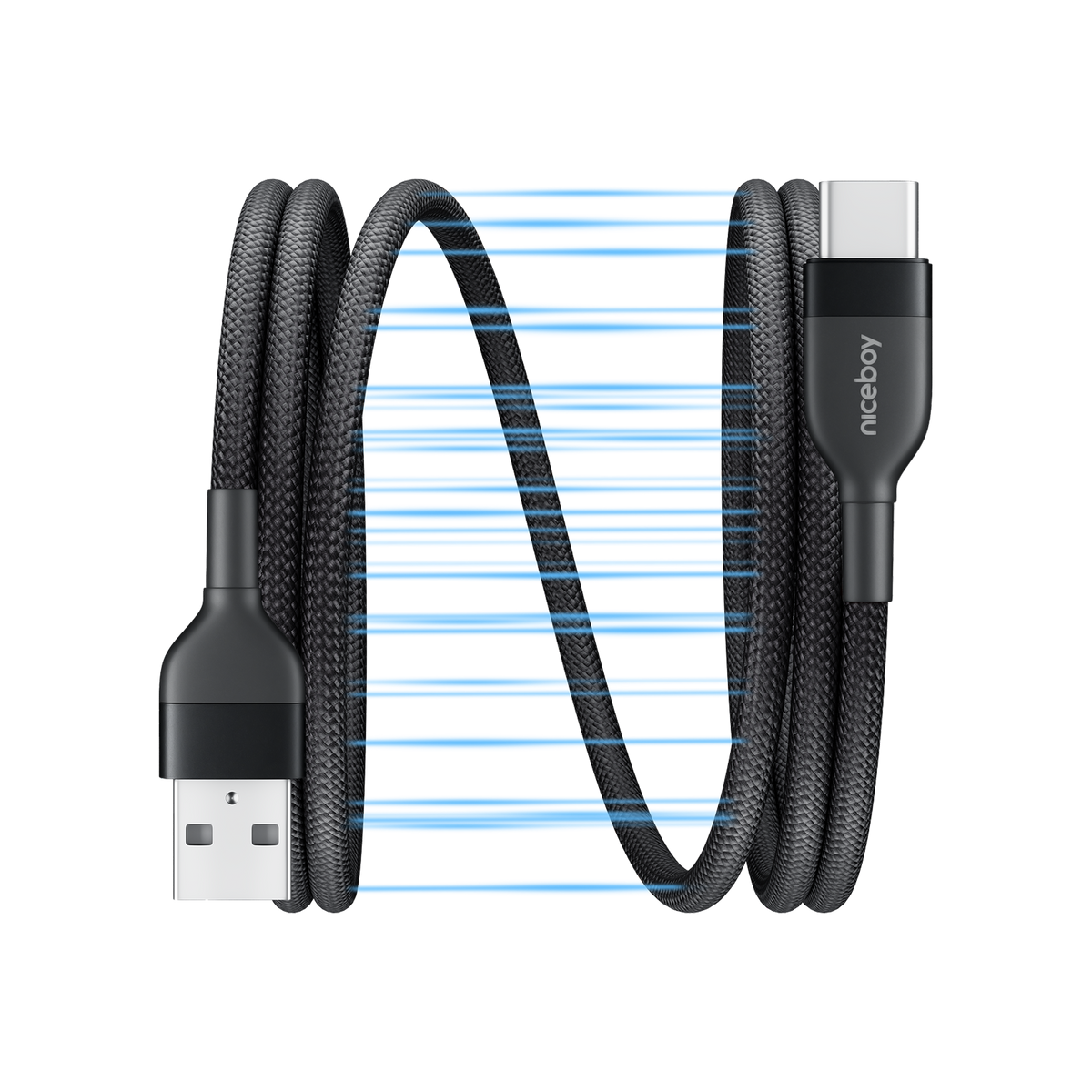 Cablu de încărcare magnetic USB-A la USB-C Black